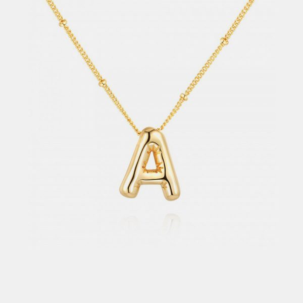 Gold-Plated Letter Pendant Necklace