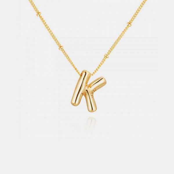 Gold-Plated Letter Pendant Necklace